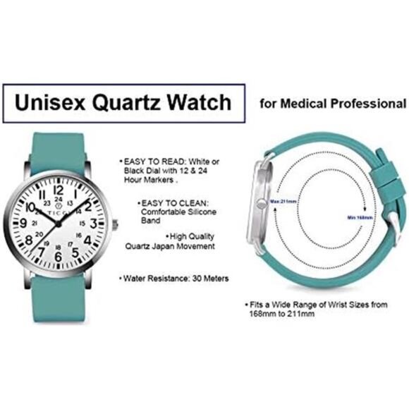 Unisex Men Women Medical Quartz Watch Arabic Numerals Military Time - Picture 2 of 6